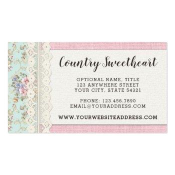 Small Shabby Chic Pink Floral Vintage Farmhouse Boutique Business Card Back View