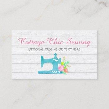 shabby cottage chic sewing machine rustic wood business card