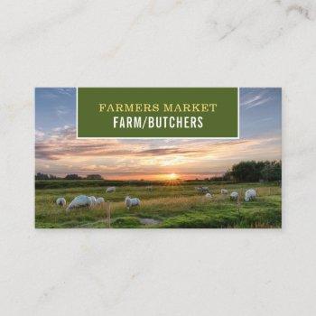 sheep in field, farmer & butcher business card