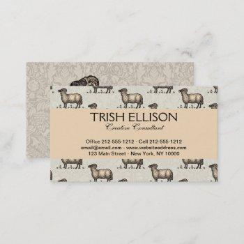 sheep lamb farm animal vintage business card