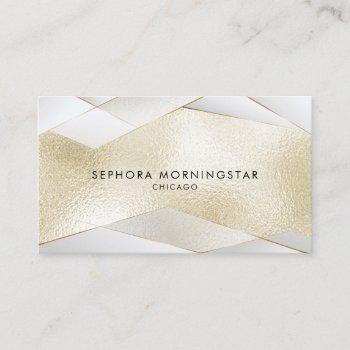 sheer elegant  gold facets on light gold white business card