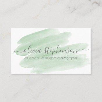 sheer sage green watercolor swash business card