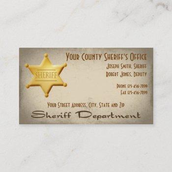 Small Sheriff Business Card Front View