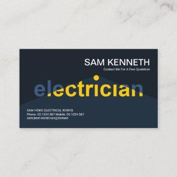 shining yellow light electrician signage electric business card