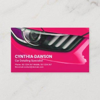 shocking pink sports car headlights auto detailing business card