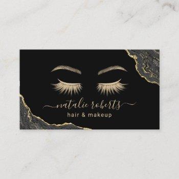 signature script black & gold marble beauty salon business card