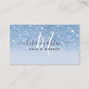signature script blush blue glitter modern girly business card