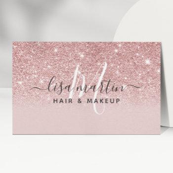 signature script blush pink glitter modern girly business card