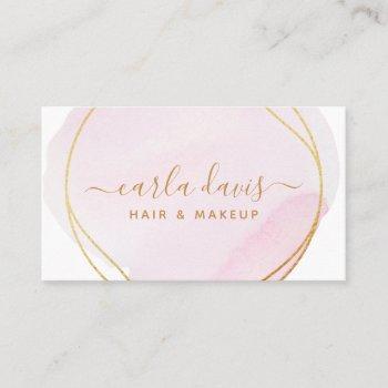 signature script blush pink watercolor gold circle business card
