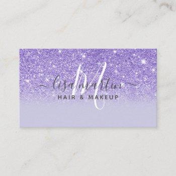 signature script blush purple glitter modern girly business card