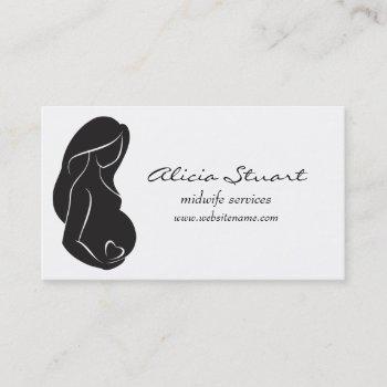 silhouette pregnant woman belly heart business card