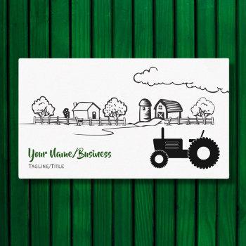 silhouette tractor and charming country farm business card