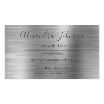 Small Silver Brushed Metal Massage Therapist Business Card Back View