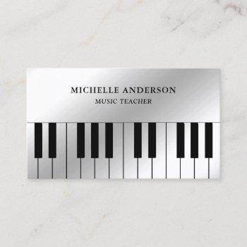 silver foil piano keyboard musician pianist business card