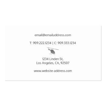 Small Silver Helicopter Business Card Back View