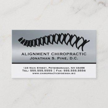 silver metallic-look chiropractic business cards