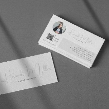 silver | modern elegant minimalist photo qr code business card