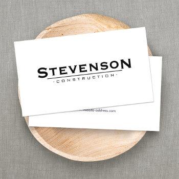 simple and classic white construction company business card