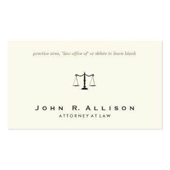 Small Simple And Sophisticated Attorney Ivory Business Card Front View