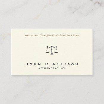simple and sophisticated attorney ivory business card