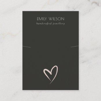 simple black blush heart necklace band display business card