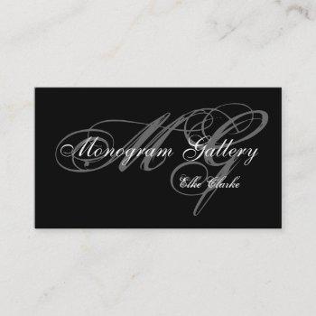 simple black grey monogram wedding business business card