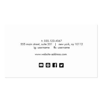 Small Simple Black Handwritten Social Media Icons Business Card Back View