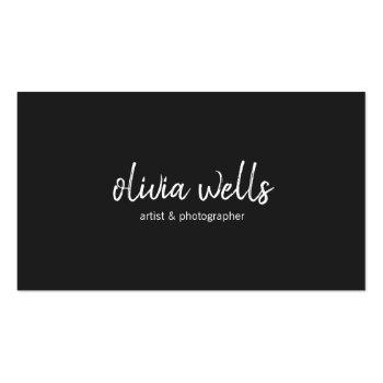 Small Simple Black Handwritten Social Media Icons Business Card Front View