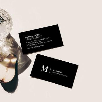 Small Simple Black Modern Minimalist Business Cards Front View