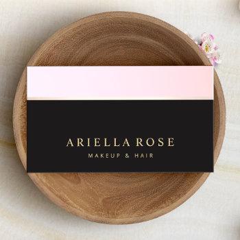 simple black  pink ombre beauty salon business card