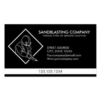 Small Simple Black Sandblasting Power Washer Cleaning Business Card Front View