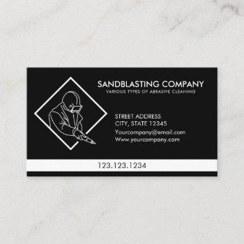 simple black sandblasting power washer cleaning business card