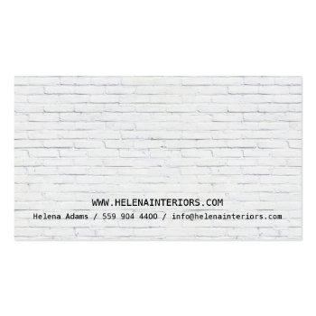 Small Simple Black Script Modern White Brick Wall Plain Business Card Back View