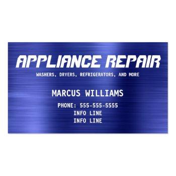 Small Simple Blue Appliance Repair Business Card Magnet Front View