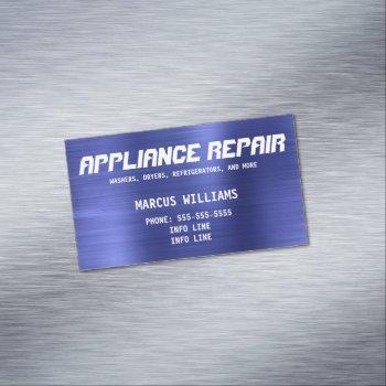 simple blue appliance repair business card magnet