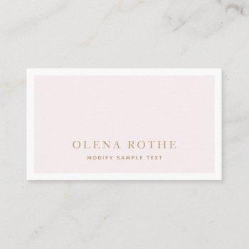 simple blush pink white border beauty professional calling card