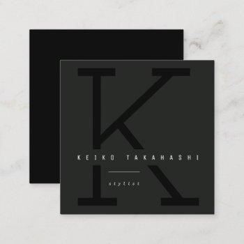 simple bold monogram modern minimalist stylist square business card