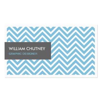 Small Simple Chic Light Blue Chevron Zigzag Profile Card Front View