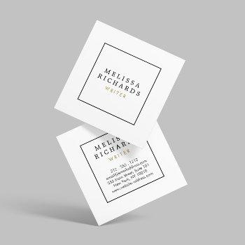 simple classic white square business card