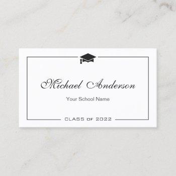 simple clean black and white graduation name card