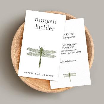 simple dragonfly nature professional photographer business card