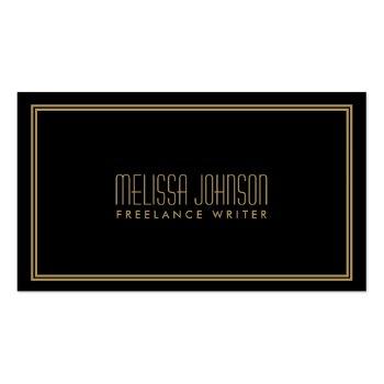 Small Simple Elegance Art Deco Style Black/gold Business Card Front View