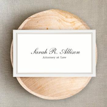 simple elegant attorney white with border business card