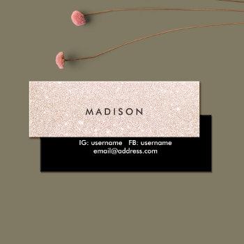 simple elegant champagne glitter beauty stylist mini business card