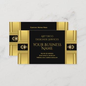 simple elegant modern art deco gold black business card