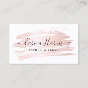 simple elegant rose gold foil lashes and brows business card