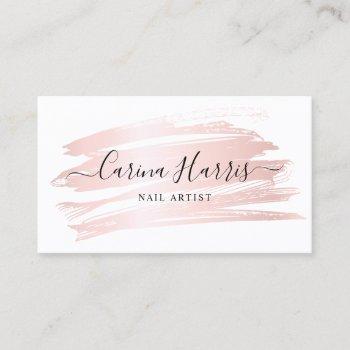 simple elegant rose gold foil nails business card