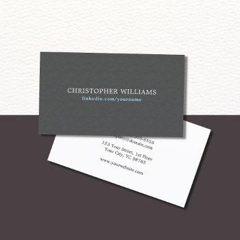 Small Simple Elegant Texture Grey Blue Consultant Business Card Front View