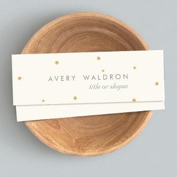 simple elegant tiny gold stars cream white mini business card