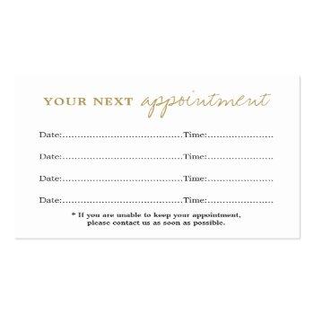 Small Simple Elegant White Gold Beauty Appointment Card Front View